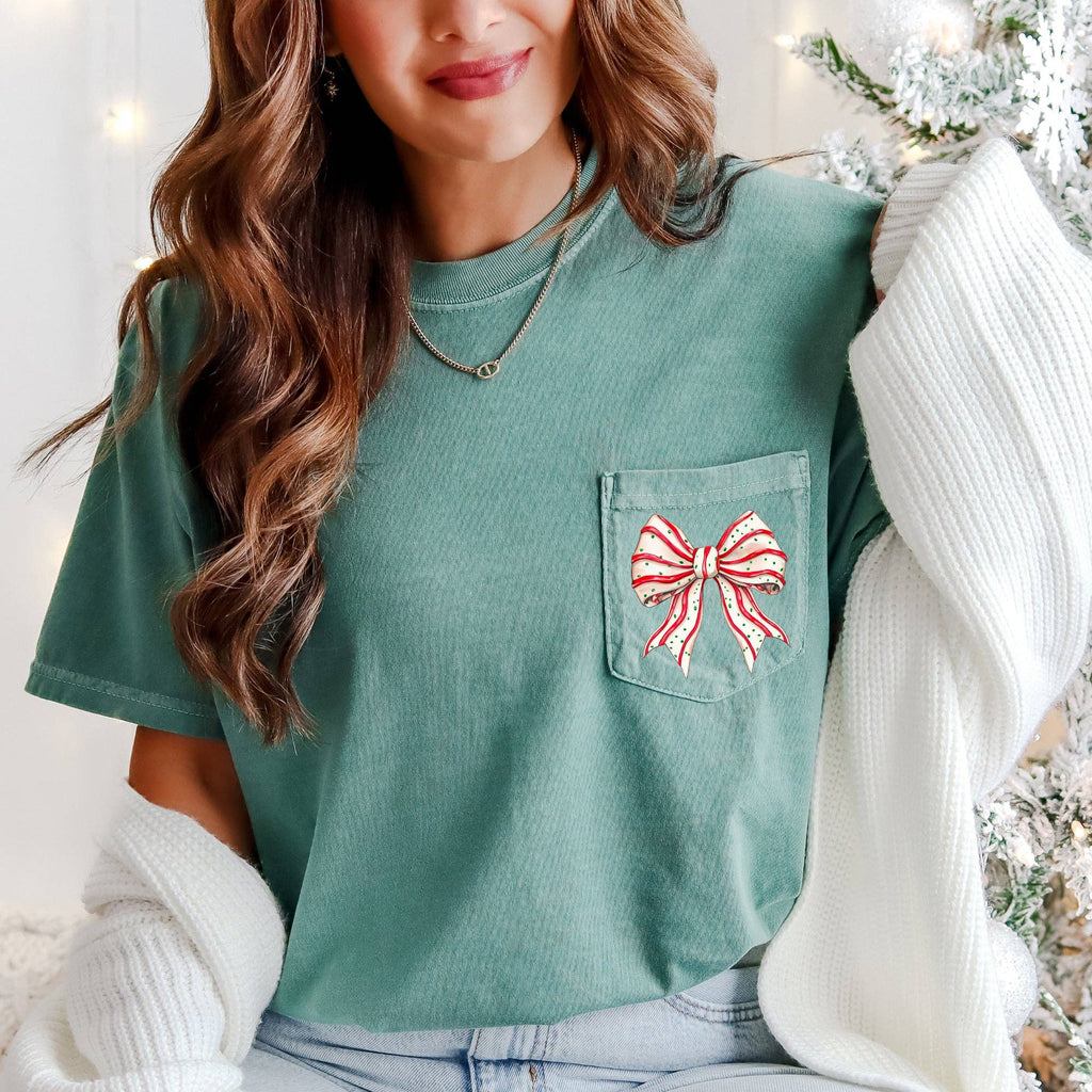 Christmas Cake, Ribbon, Bow, Pocket - Adult & Kids T-Shirts, Sweatshirts & Hoodies apparel design preview 1