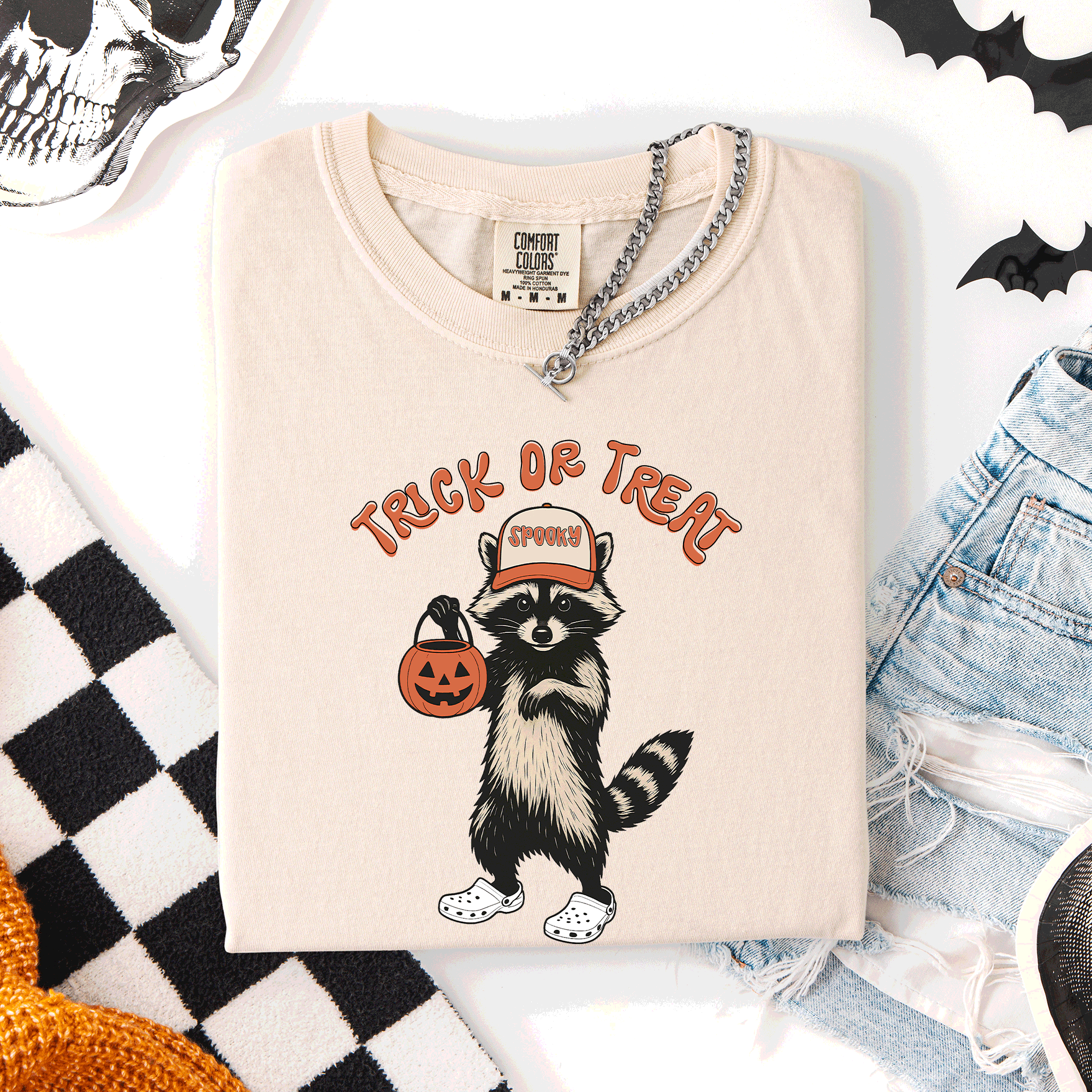 Raccoon, Trick or Treat, Cute, Halloween, Spooky - Adult & Kids T-Shirts, Sweatshirts & Hoodies apparel design preview 1