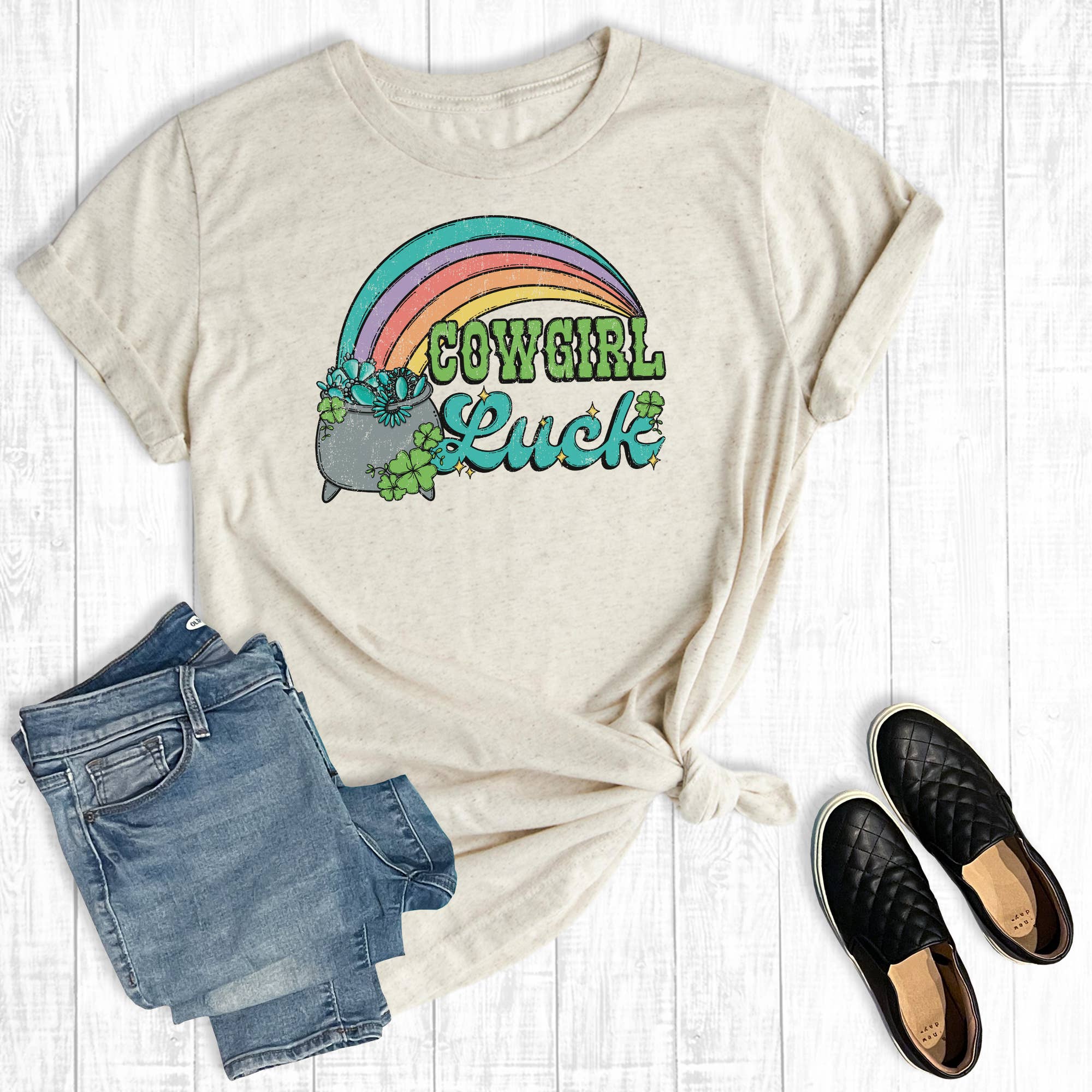 Western St. Patrick's Day Cowgirl Luck Graphic - Adult & Kids T-Shirts, Sweatshirts & Hoodies apparel design preview 1