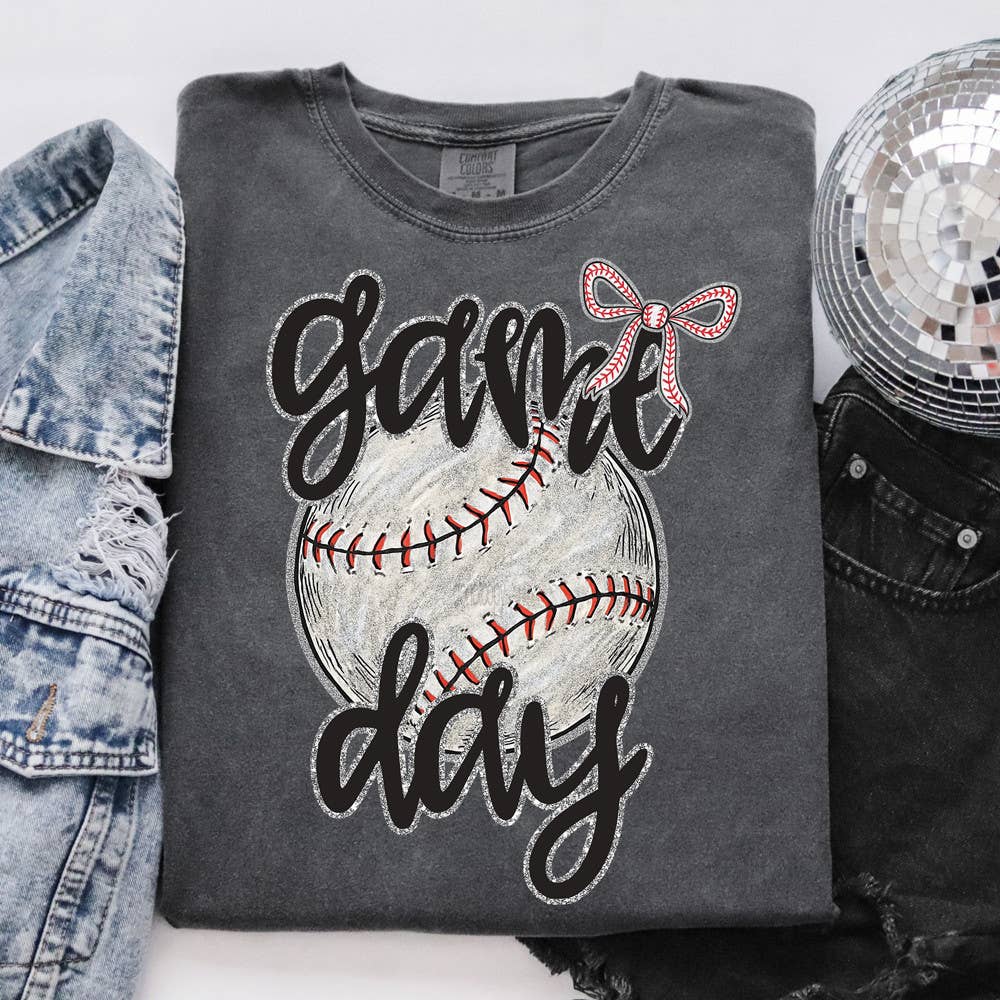 Faux Glitter Baseball Game Day - Adult & Kids T-Shirts, Sweatshirts & Hoodies apparel design preview 1