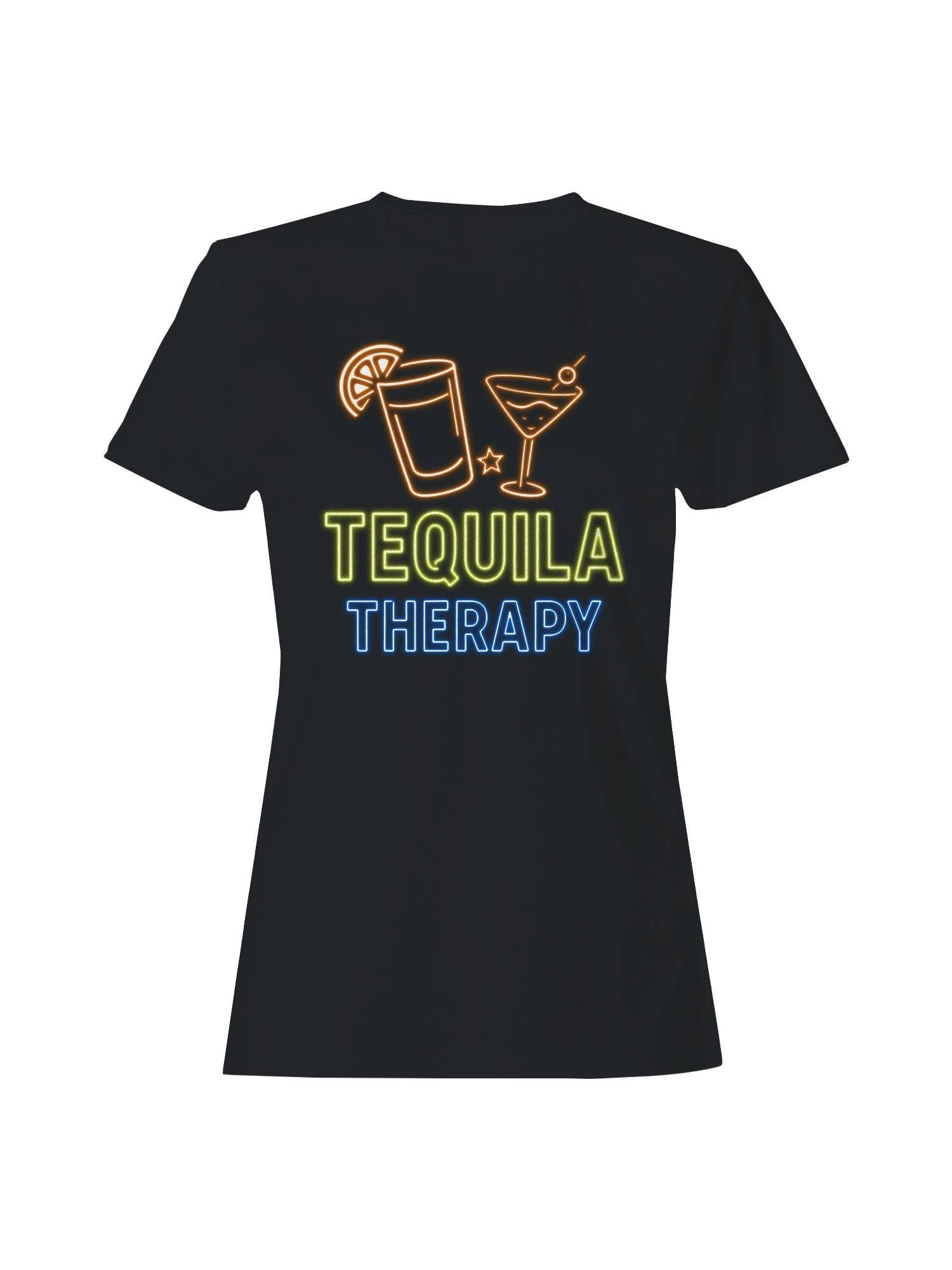 Neon Tequila Therapy Sign Women's - Adult & Kids T-Shirts, Sweatshirts & Hoodies apparel design preview 1