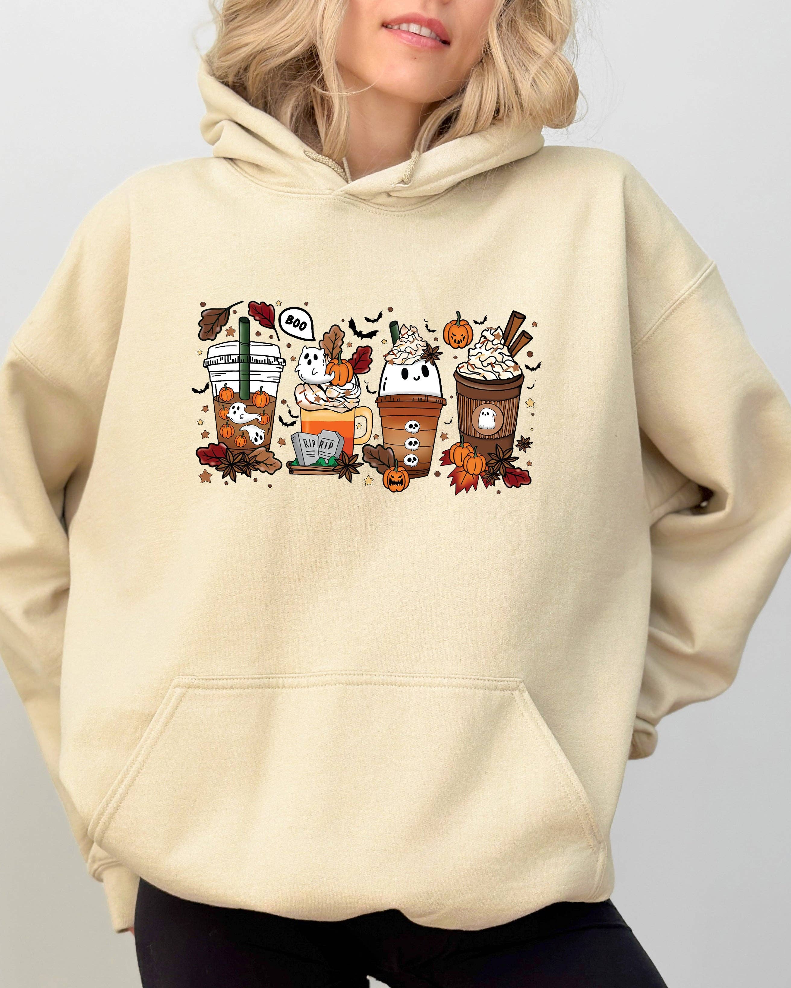 Halloween Coffee, Horror Movie, Spooky, Skeleton, - Adult & Kids T-Shirts, Sweatshirts & Hoodies apparel design preview 1