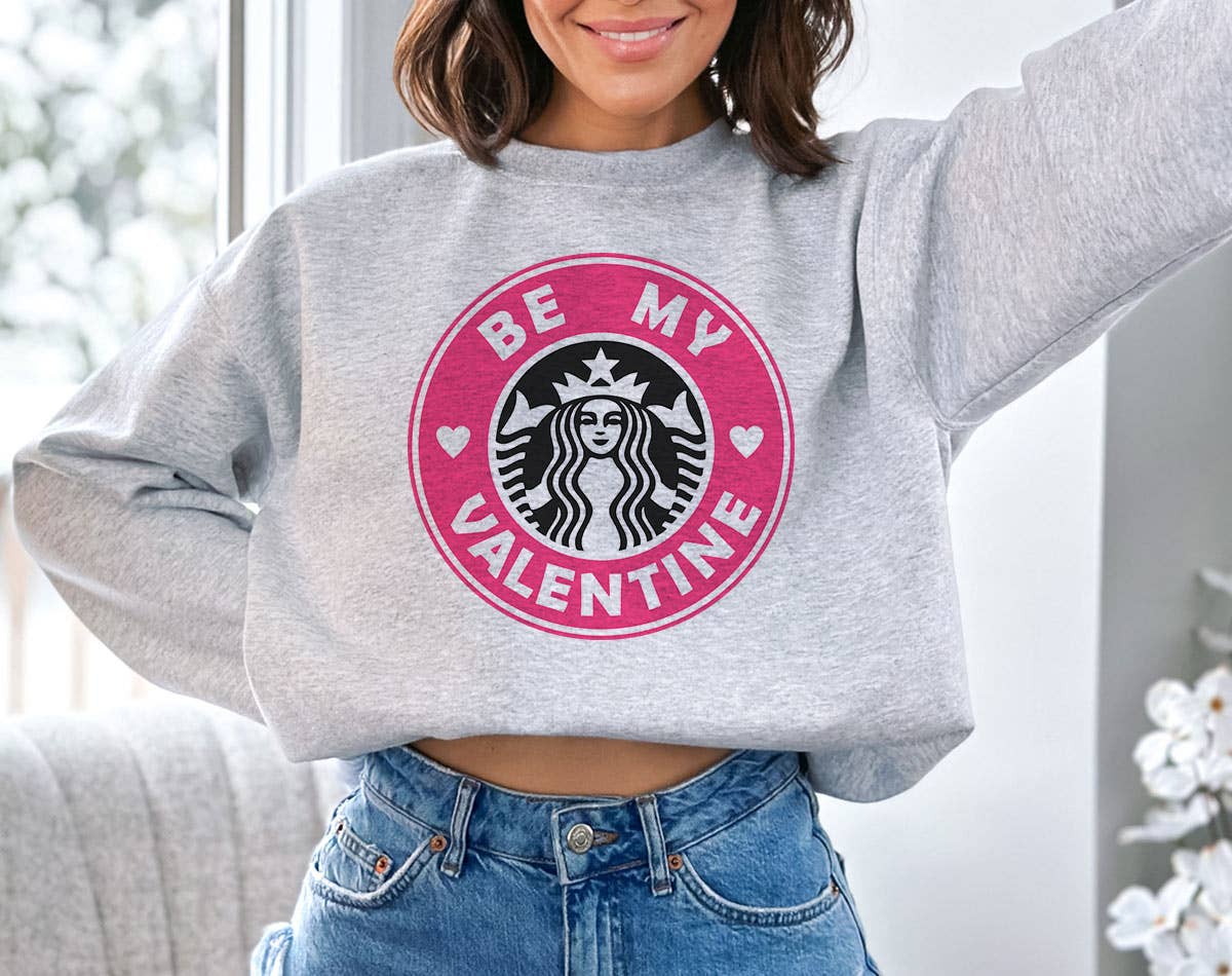 Be My Valentine Pink Coffee Logo Valentine's - Adult & Kids T-Shirts, Sweatshirts & Hoodies apparel design preview 1