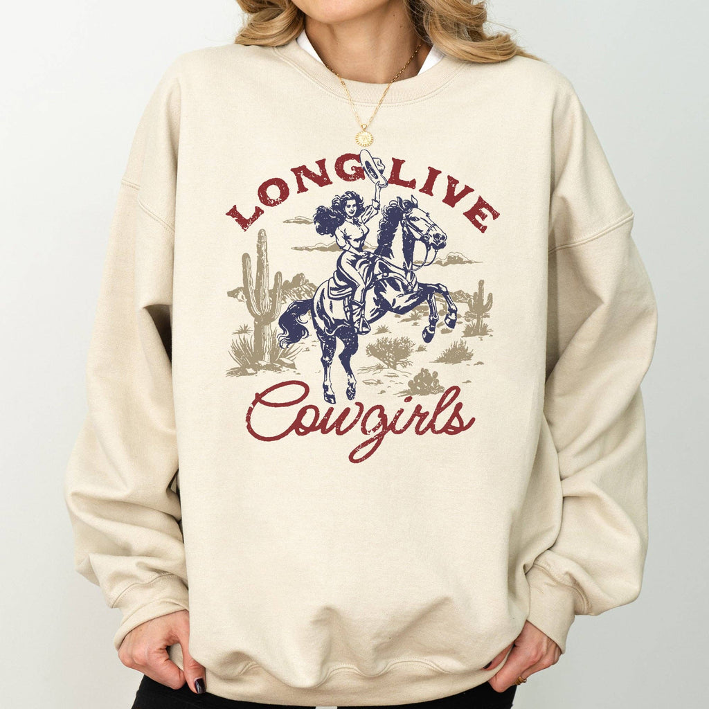 Long Live Cowgirls, Horse, Cowboy Western Country - Adult & Kids T-Shirts, Sweatshirts & Hoodies apparel design preview 1