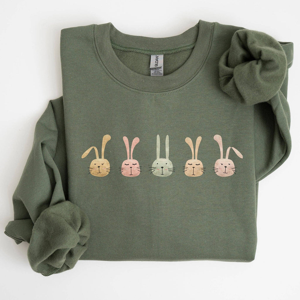 Cute Rabbits in A Row, Easter Bunny - Adult & Kids T-Shirts, Sweatshirts & Hoodies apparel design preview 1
