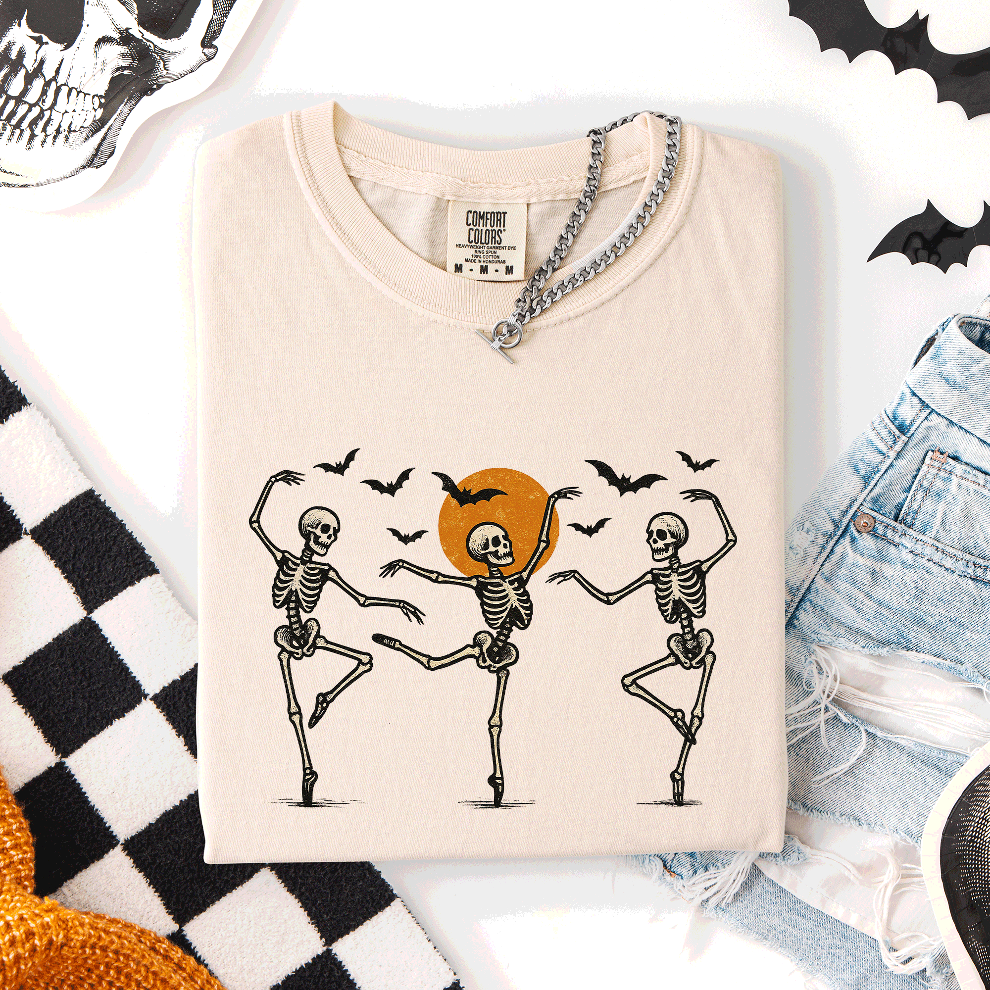 Skeleton Dancers, Halloween, Cute, Comfort Colors - Adult & Kids T-Shirts, Sweatshirts & Hoodies apparel design preview 1