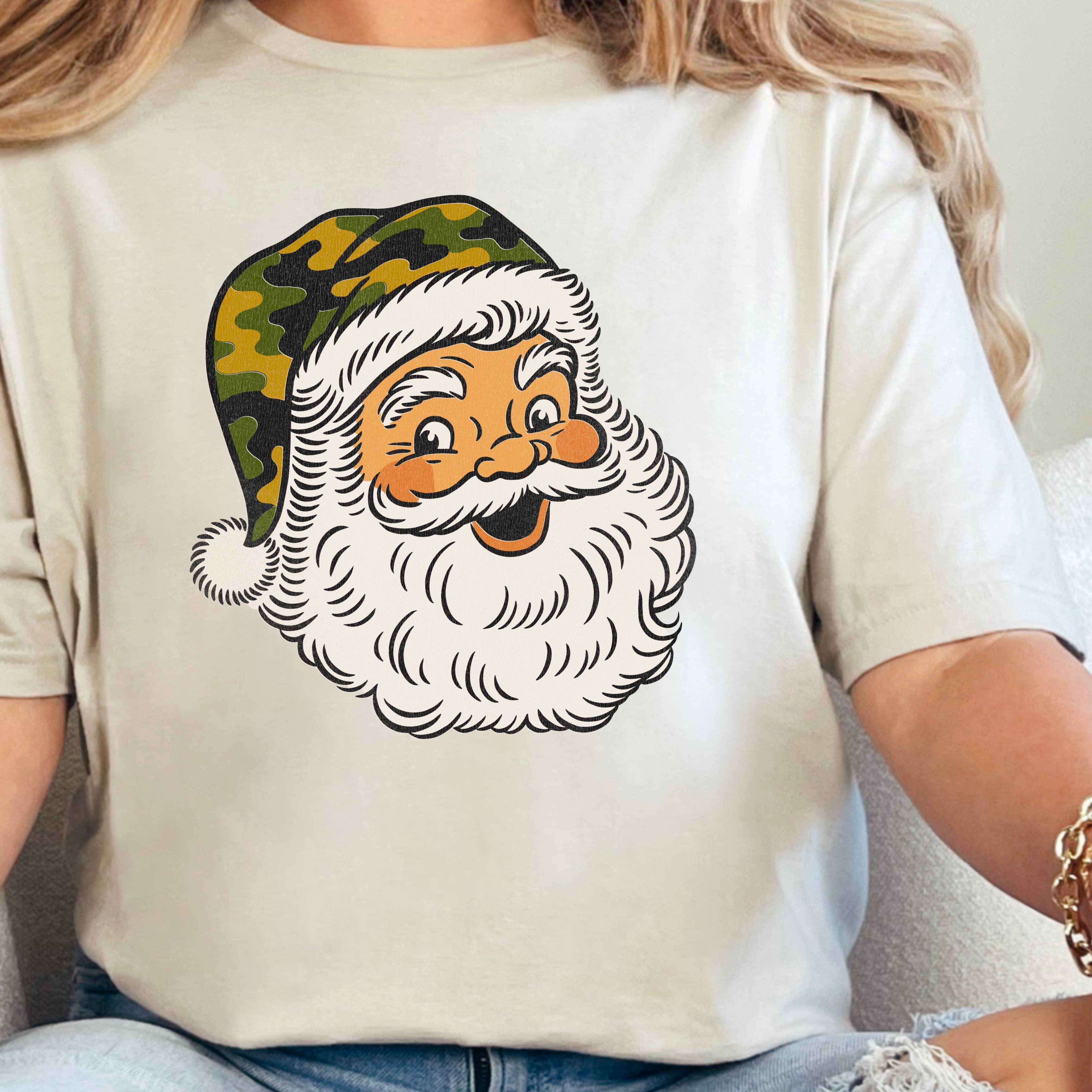 Camo Santa Christmas 2025 Graphic Gildan - Adult & Kids T-Shirts, Sweatshirts & Hoodies apparel design preview 1