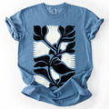 White Petal Flower and Black Leaf Vintage Boho Nature - Adult & Kids T-Shirts, Sweatshirts & Hoodies apparel design preview 1