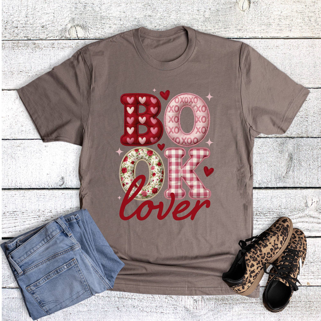 Valentine Book Lover Hearts and Floral Graphic - Adult & Kids T-Shirts, Sweatshirts & Hoodies apparel design preview 1