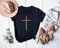 Gold Cross Black Faith Based Fall Graphic - Adult & Kids T-Shirts, Sweatshirts & Hoodies apparel design preview 1