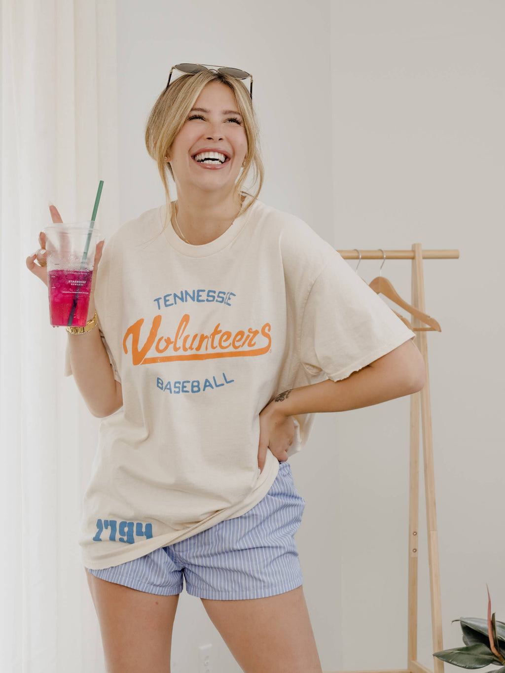 Tennessee Vols Baseball Stencil Off White Thrifted - Adult & Kids T-Shirts, Sweatshirts & Hoodies apparel design preview 1