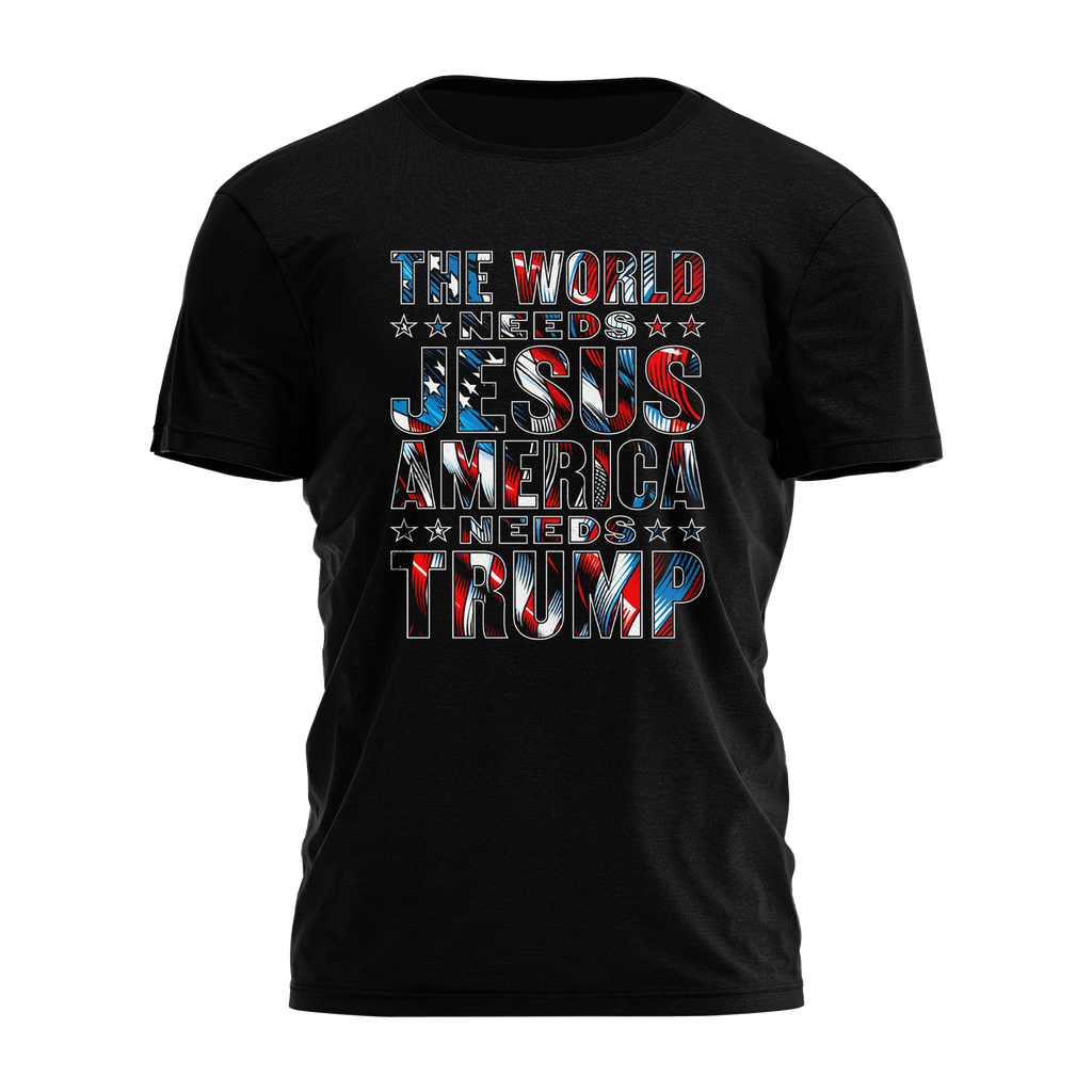 The World Needs Jesus America Trump - Adult & Kids T-Shirts, Sweatshirts & Hoodies apparel design preview 1