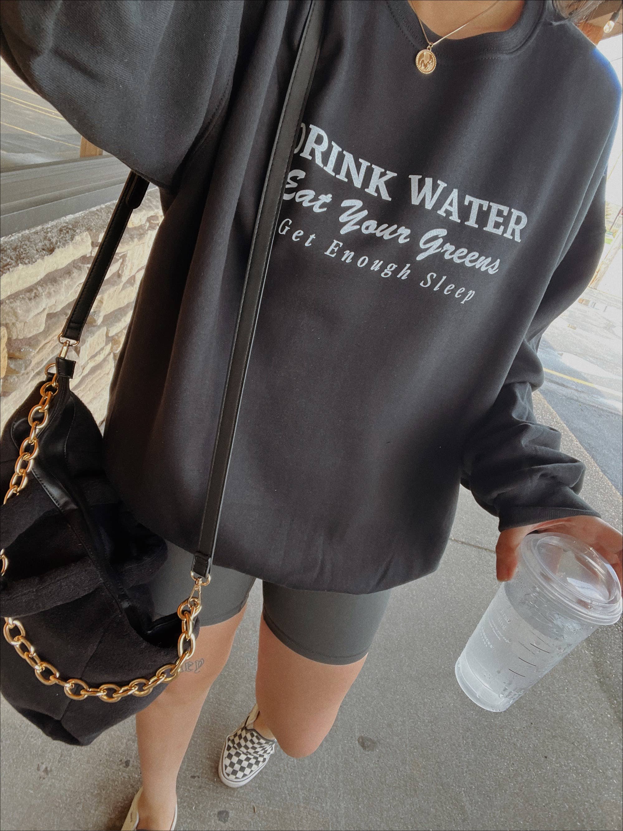 Drink Water Aesthetic Graphic Black - Adult & Kids T-Shirts, Sweatshirts & Hoodies apparel design preview 1