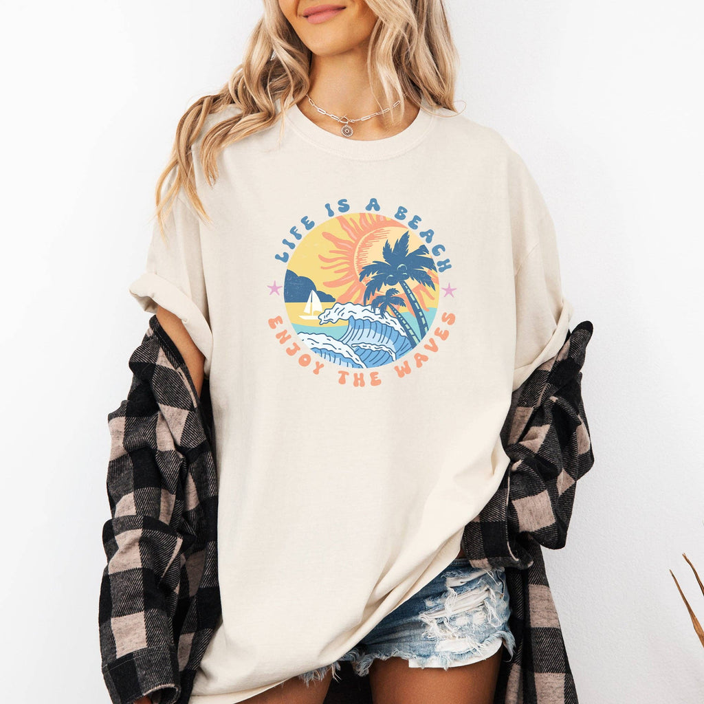 Retro Life Is A Beach, Enjoy the Waves, Summer - Adult & Kids T-Shirts, Sweatshirts & Hoodies apparel design preview 1
