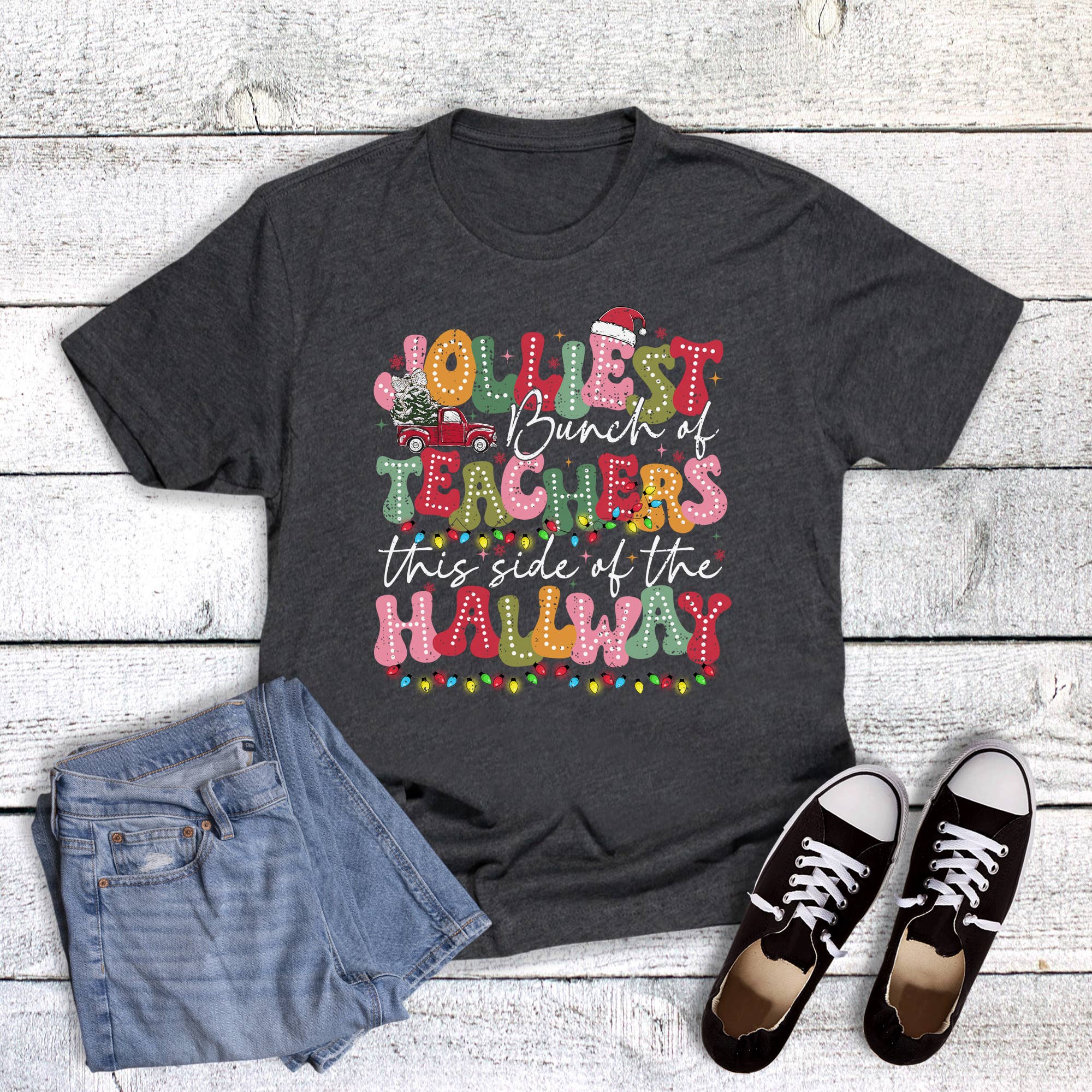 Christmas Jolliest Bunch of Teachers Graphic - Adult & Kids T-Shirts, Sweatshirts & Hoodies apparel design preview 1