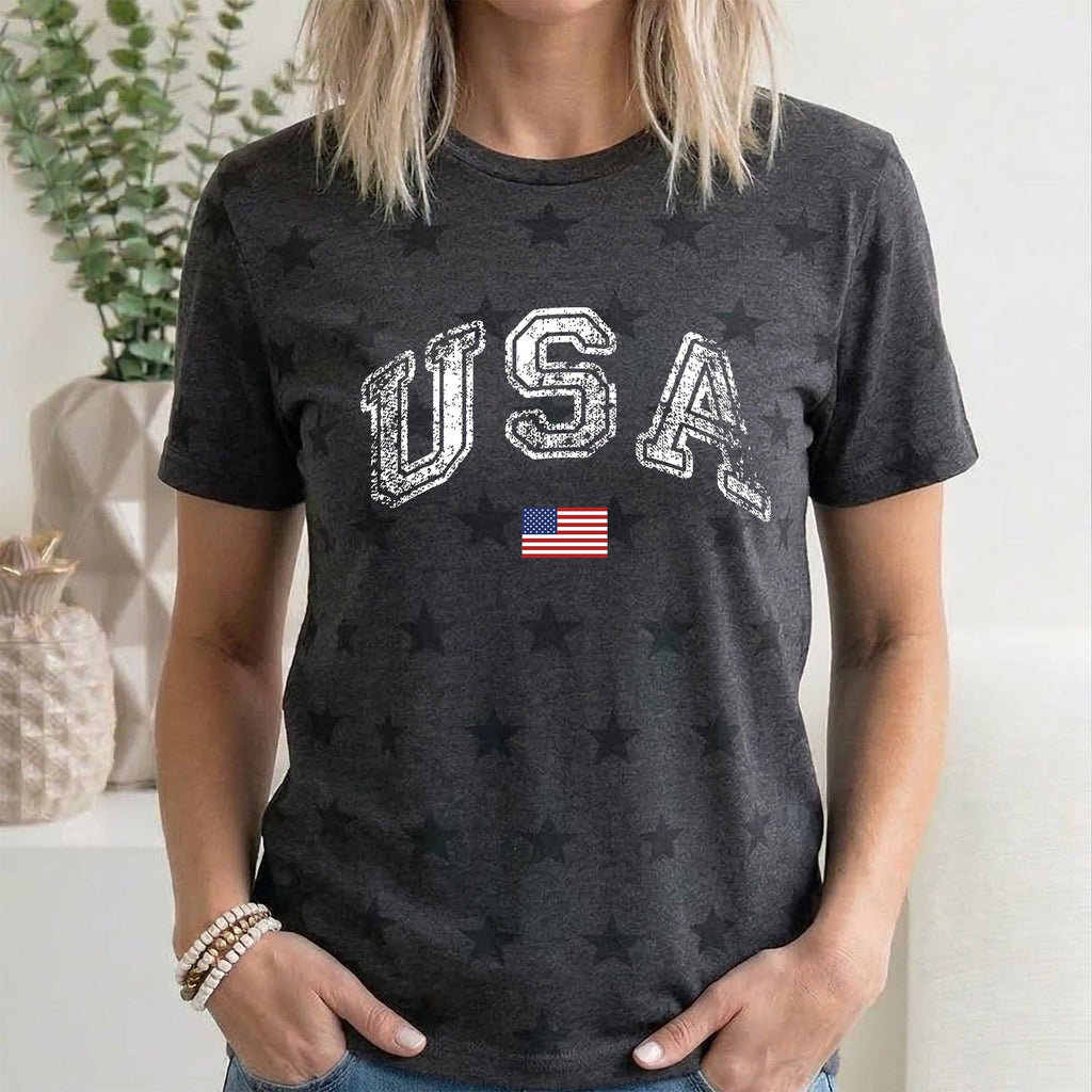 Vintage USA, Retro Flag, 4th of July, Star Pattern - Adult & Kids T-Shirts, Sweatshirts & Hoodies apparel design preview 1