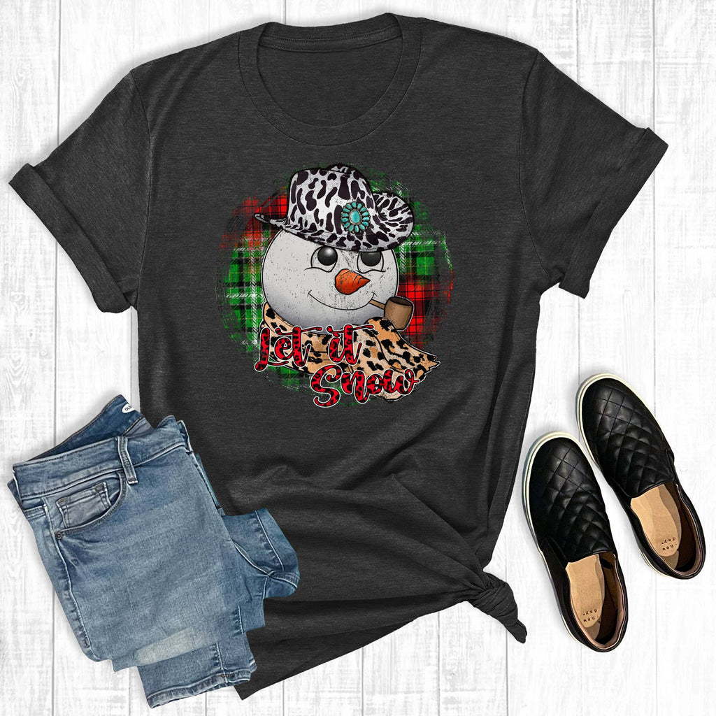 Let It Snow Cowboy Snowman - Adult & Kids T-Shirts, Sweatshirts & Hoodies apparel design preview 1