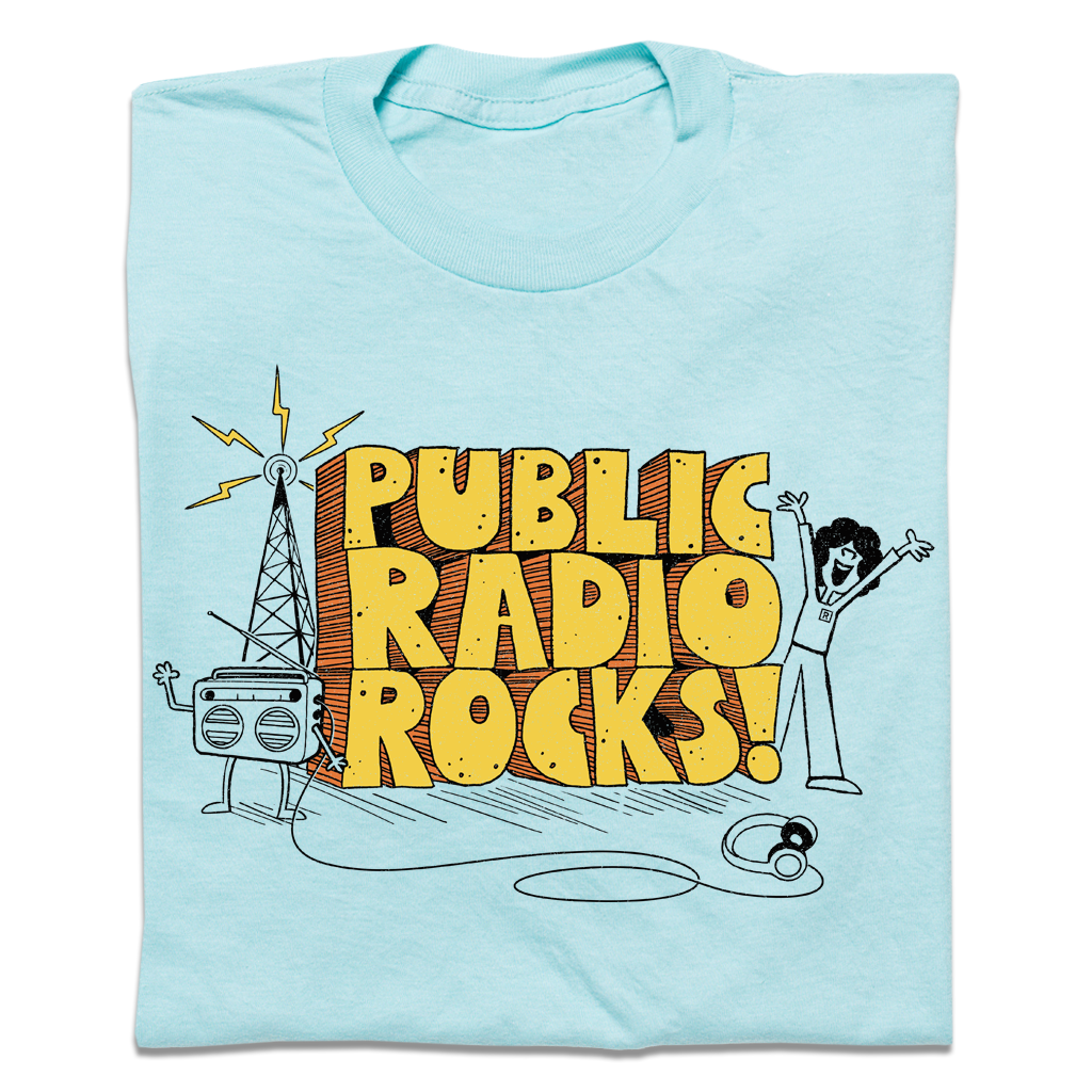 Public Radio Rocks - Adult & Kids T-Shirts, Sweatshirts & Hoodies apparel design preview 1