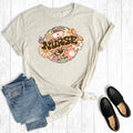 Retro Leopard Floral Nurse Graphic - Adult & Kids T-Shirts, Sweatshirts & Hoodies apparel design preview 1