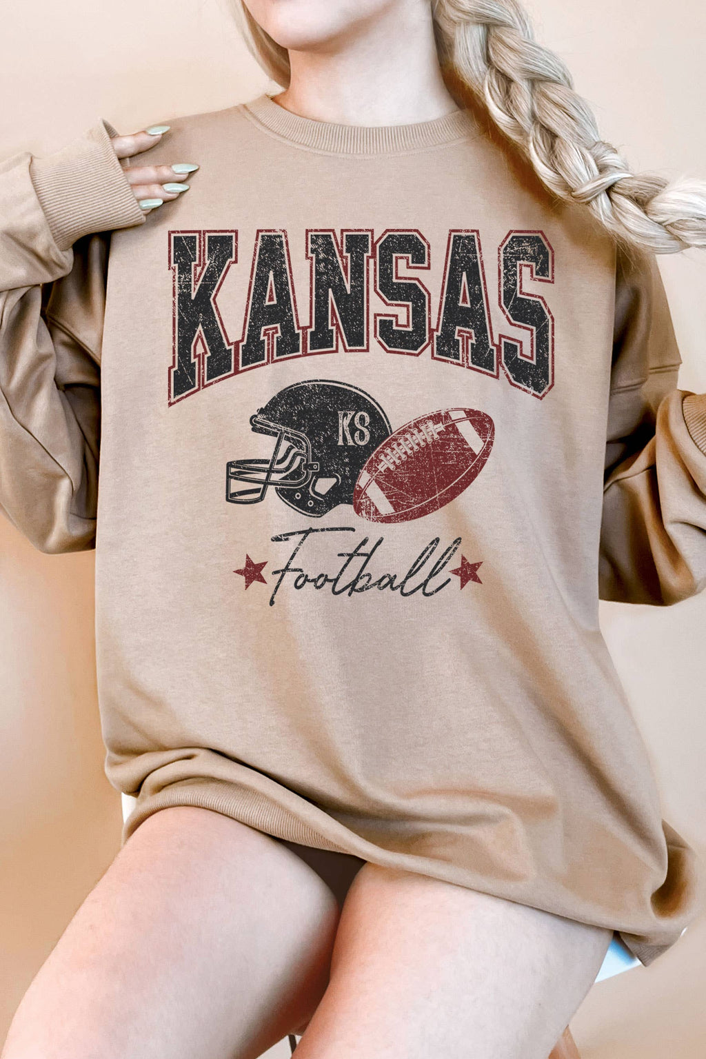 Kansas Football Oversize Graphix Terry - Adult & Kids T-Shirts, Sweatshirts & Hoodies apparel design preview 1
