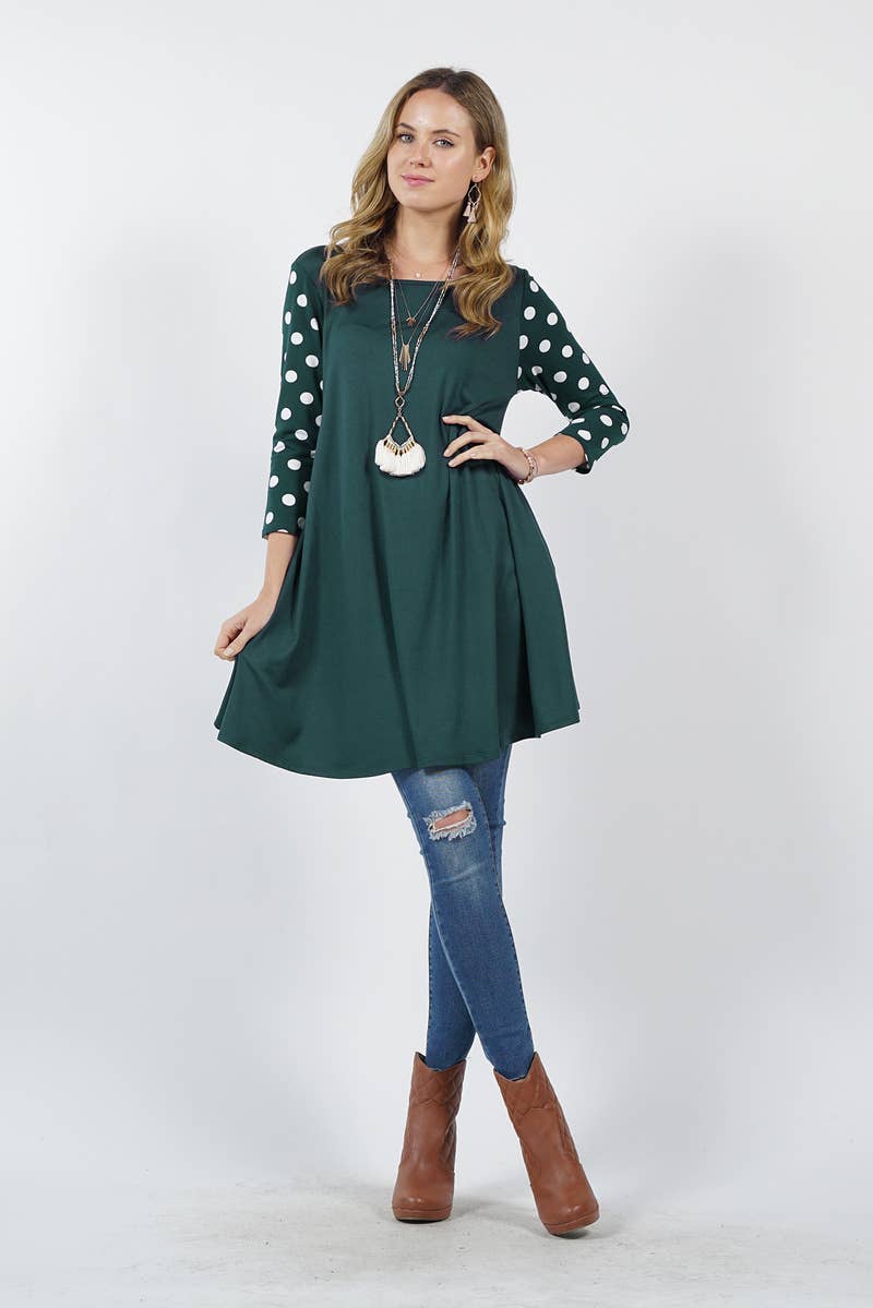 .0222 Polka Dots Sleeve Side-Pocket Tunic SI-11055 - Adult & Kids T-Shirts, Sweatshirts & Hoodies apparel design preview 1