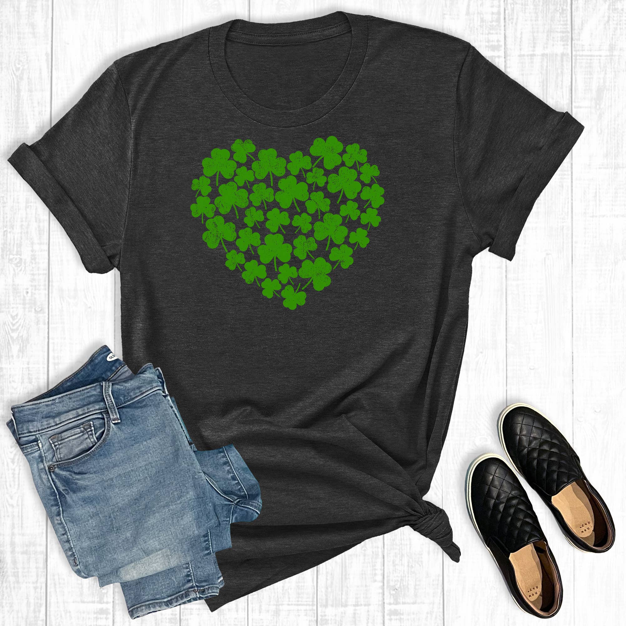 Shamrock Heart Graphic - Adult & Kids T-Shirts, Sweatshirts & Hoodies apparel design preview 1