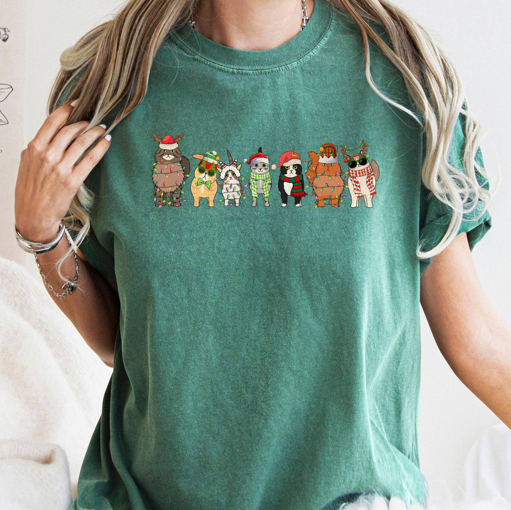 Christmas Cats, Cat Lovers, Pet Comfort Colors - Adult & Kids T-Shirts, Sweatshirts & Hoodies apparel design preview 1