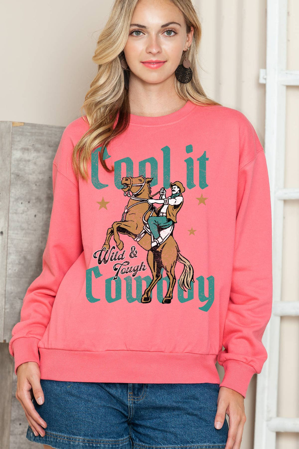 Women Cowboy Graphic Print Sweater Top - Adult & Kids T-Shirts, Sweatshirts & Hoodies apparel design preview 1