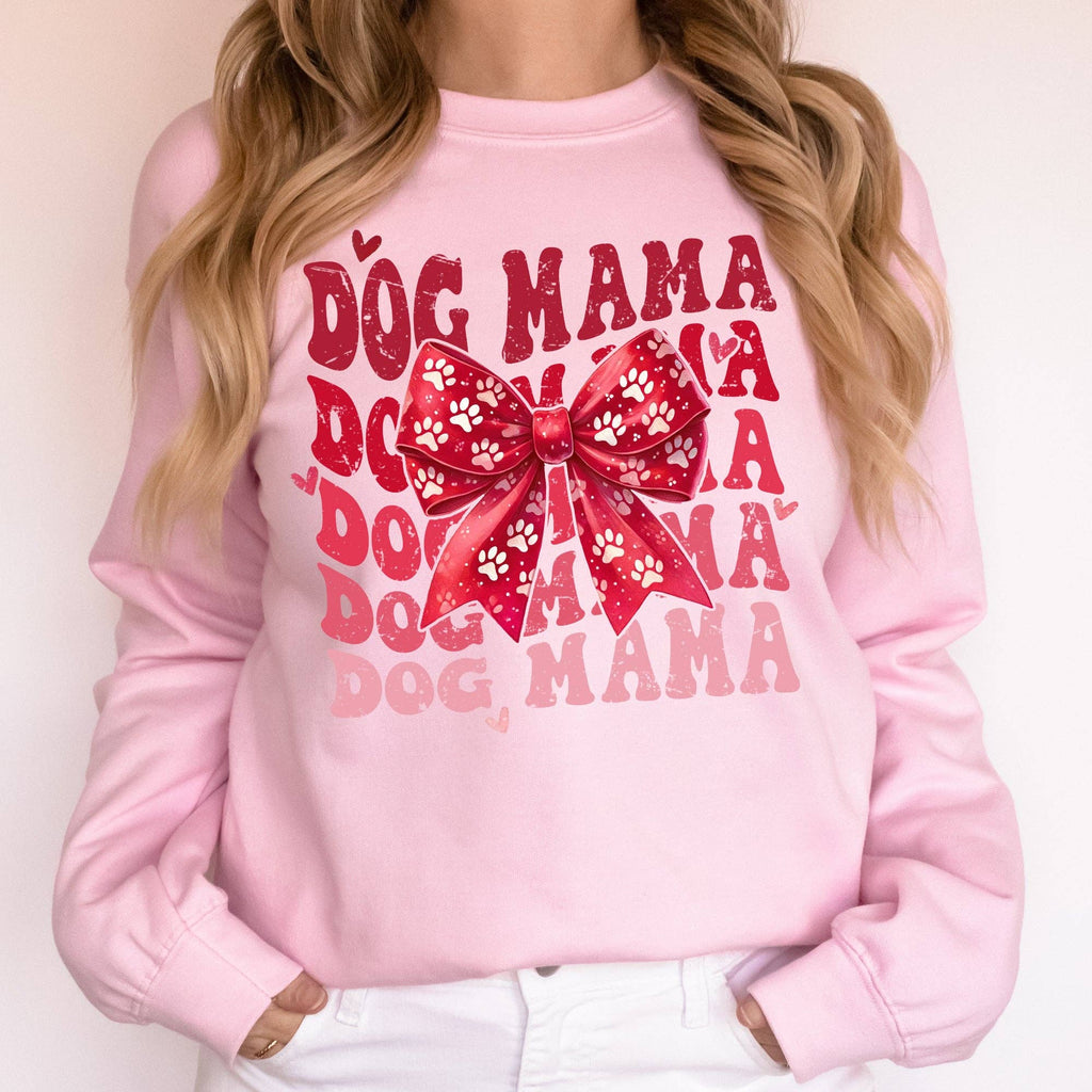 Dog Mama, Ribbon, Valentine's Day, Love, Hearts - Adult & Kids T-Shirts, Sweatshirts & Hoodies apparel design preview 1