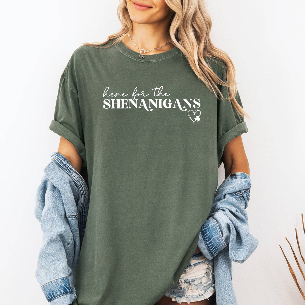 Here For the Shenanigans Funny Party St Patrick's Day - Adult & Kids T-Shirts, Sweatshirts & Hoodies apparel design preview 1