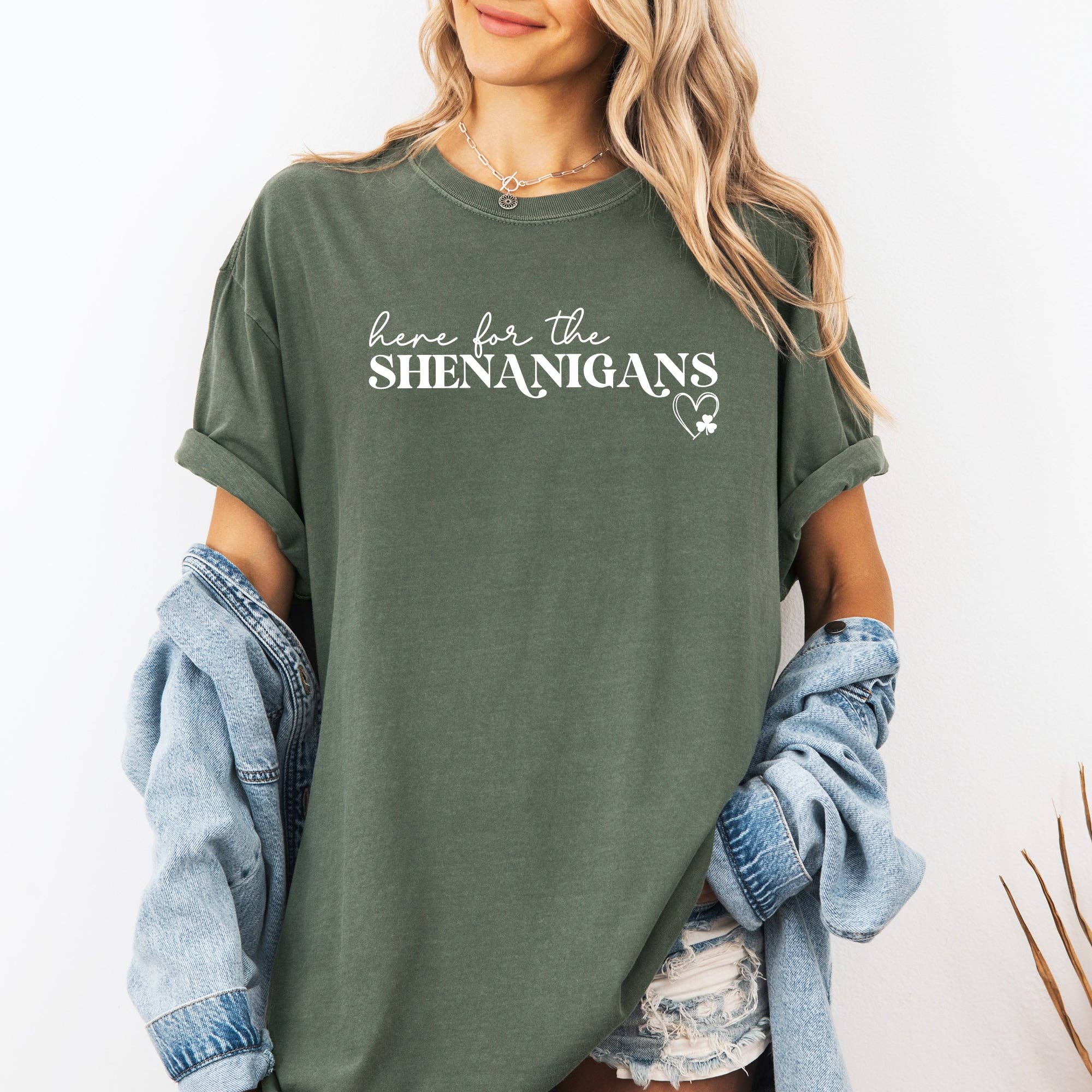 Here For the Shenanigans Funny Party St Patrick's Day - Adult & Kids T-Shirts, Sweatshirts & Hoodies apparel design preview 1