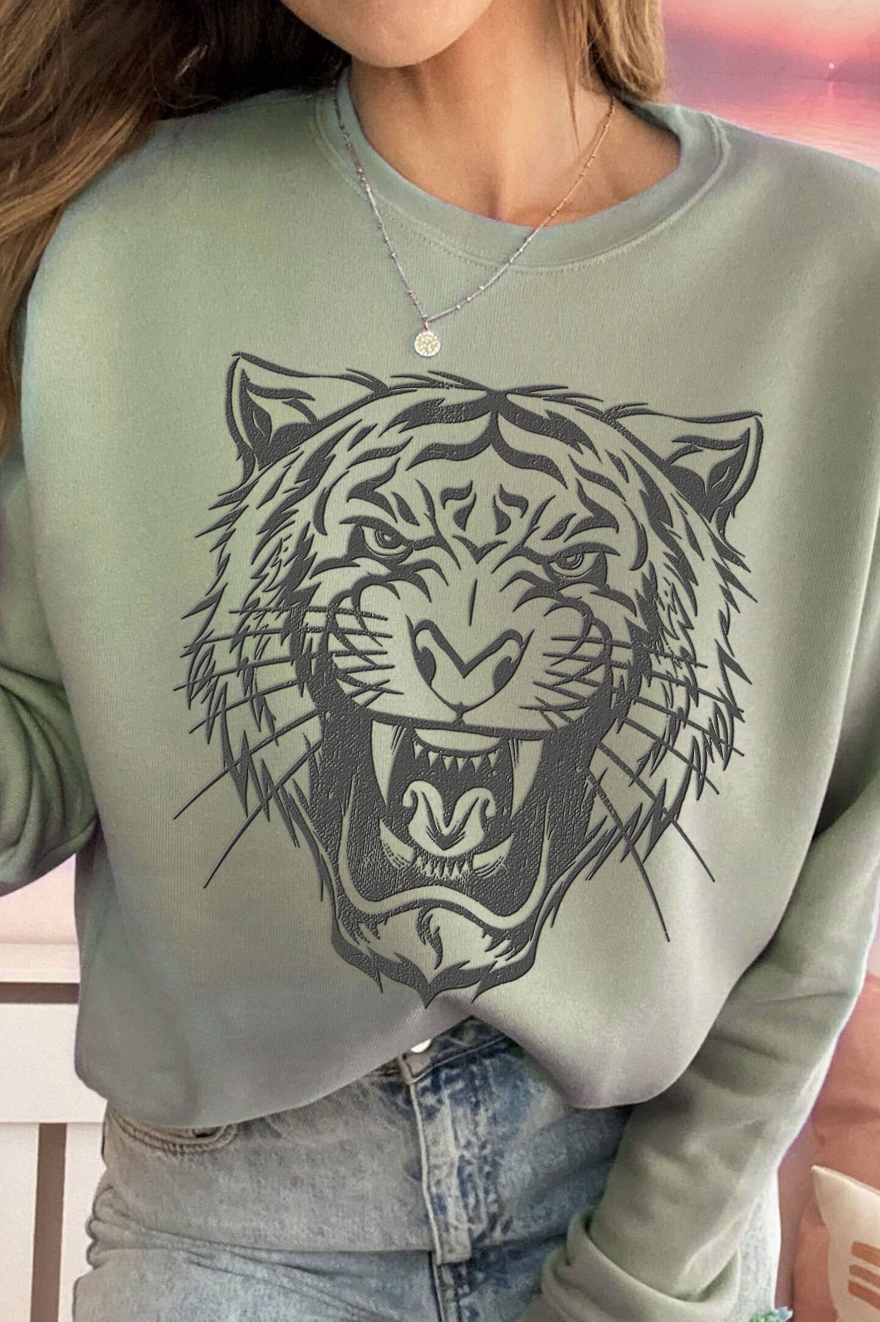 Roaring Tiger Puff Graphic Brushed - Adult & Kids T-Shirts, Sweatshirts & Hoodies apparel design preview 1
