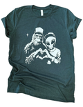 Bigfoot Alien Heart Hands - Adult & Kids T-Shirts, Sweatshirts & Hoodies apparel design preview 1
