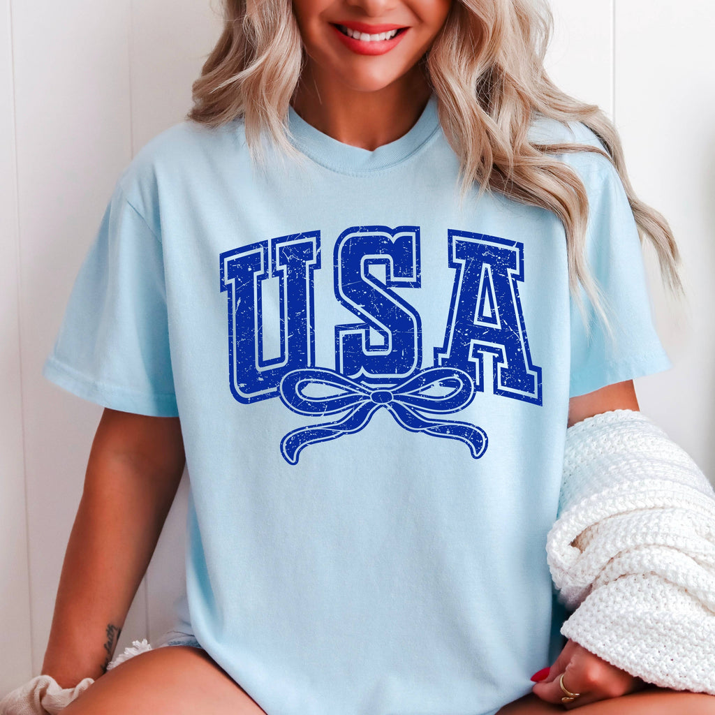 USA July 4th Coquette Bow Graphic Comfort Color - Adult & Kids T-Shirts, Sweatshirts & Hoodies apparel design preview 1