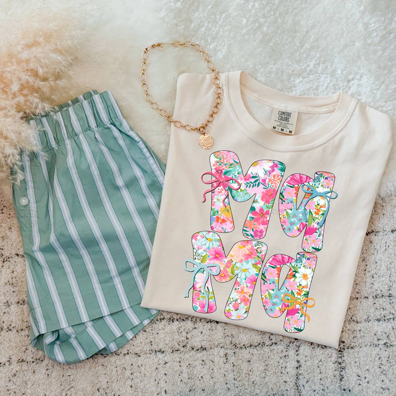Floral Mama with Bows - Adult & Kids T-Shirts, Sweatshirts & Hoodies apparel design preview 1