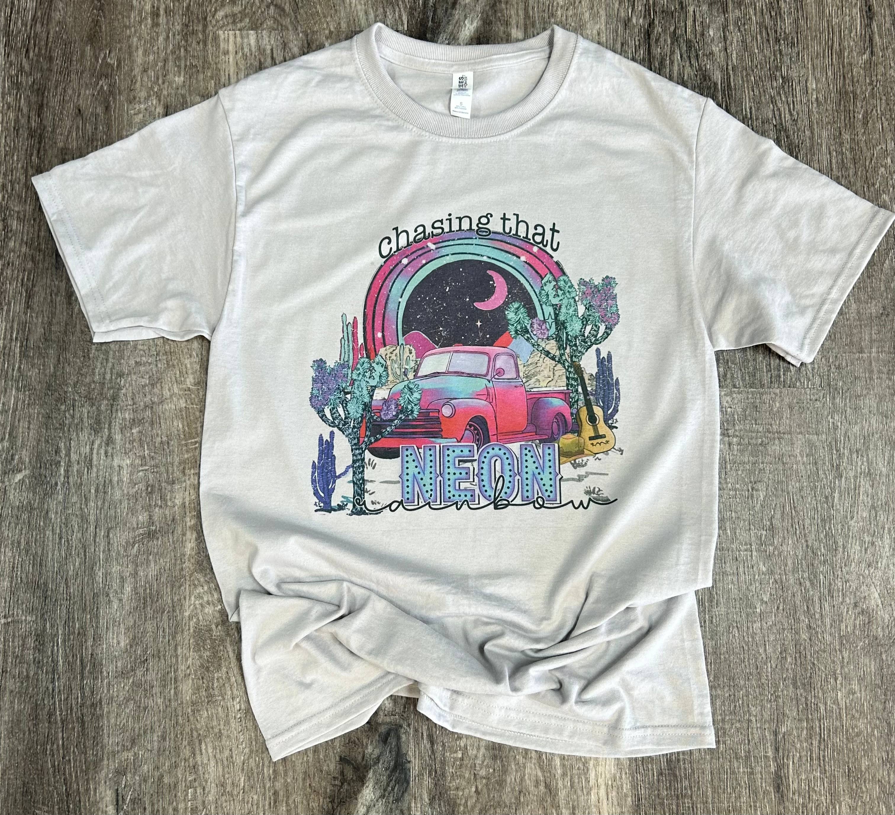 Chasing That Neon Rainbow On Silver - Adult & Kids T-Shirts, Sweatshirts & Hoodies apparel design preview 1