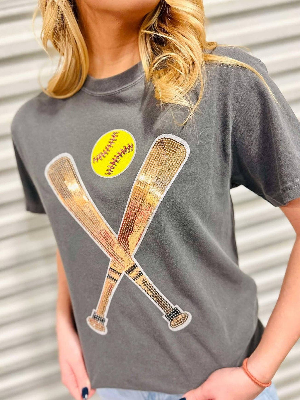 Softball Bats Sequin Patch - Adult & Kids T-Shirts, Sweatshirts & Hoodies apparel design preview 1
