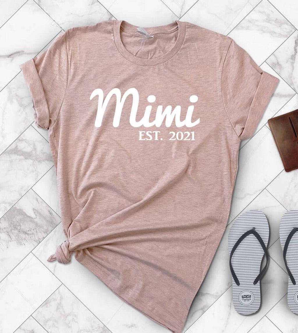 Mimi Est. 2021 Pregnancy Announcement Cute - Adult & Kids T-Shirts, Sweatshirts & Hoodies apparel design preview 1