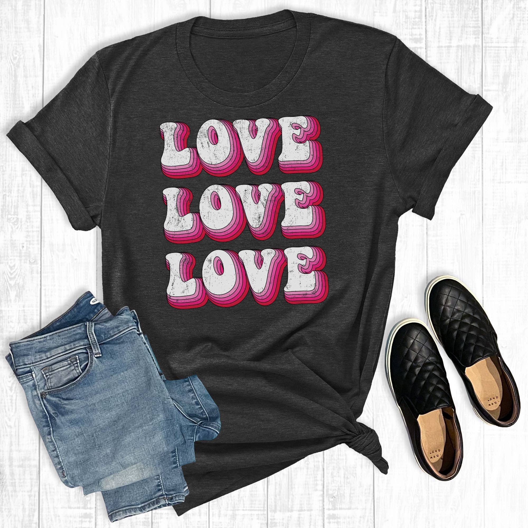 Vintage Love Stack - Adult & Kids T-Shirts, Sweatshirts & Hoodies apparel design preview 1