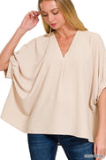 SI-25944 Woven Airflow V-Neck Puff Half Sleeve Top - Adult & Kids T-Shirts, Sweatshirts & Hoodies apparel design preview 1