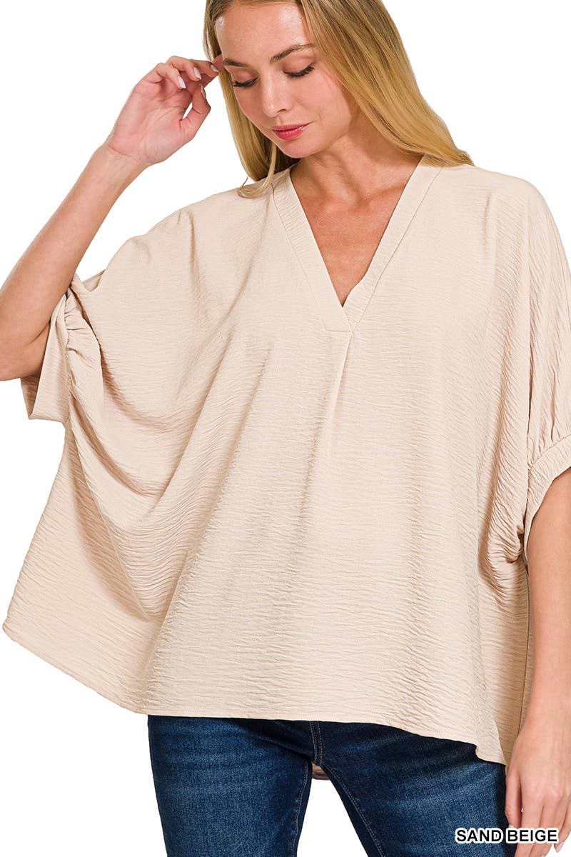 SI-25944 Woven Airflow V-Neck Puff Half Sleeve Top - Adult & Kids T-Shirts, Sweatshirts & Hoodies apparel design preview 1