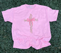 Cross with Leaves and Pink Bow On - Adult & Kids T-Shirts, Sweatshirts & Hoodies apparel design preview 1