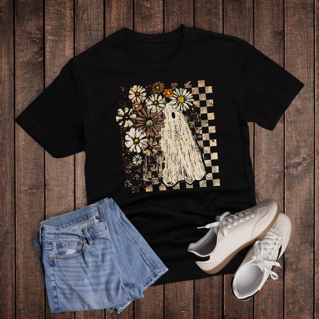 Halloween Boho Checkered Ghost Graphic - Adult & Kids T-Shirts, Sweatshirts & Hoodies apparel design preview 1