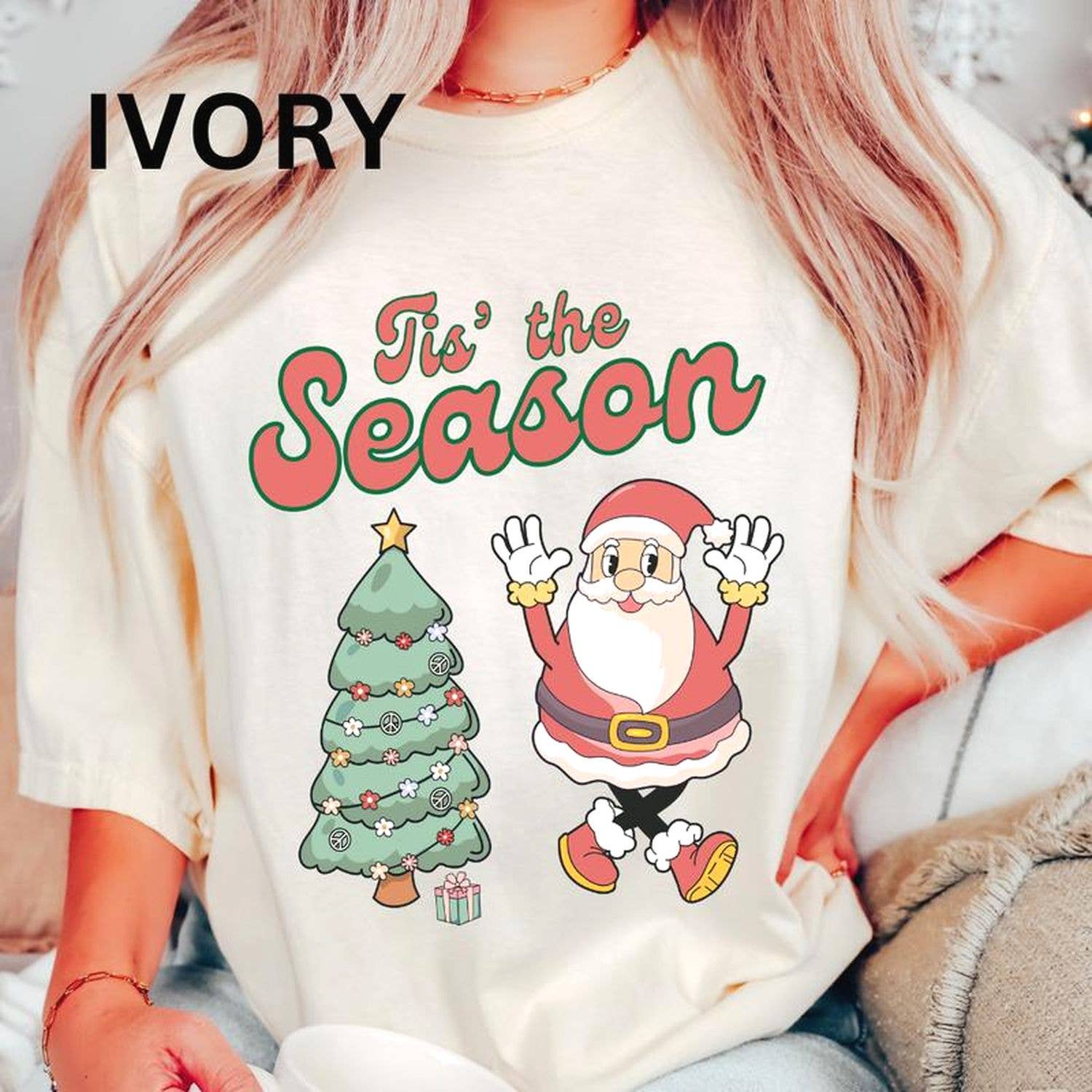 Tis the Season Tree and Santa Casual Unisex Christmas - Adult & Kids T-Shirts, Sweatshirts & Hoodies apparel design preview 1