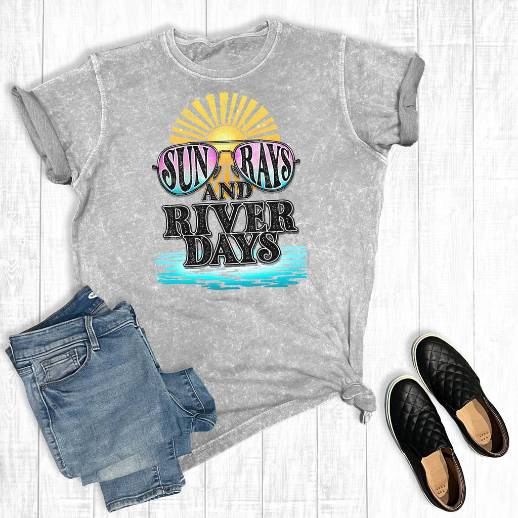 Summer Sun Rays and River Days Mineral Wash Graphic - Adult & Kids T-Shirts, Sweatshirts & Hoodies apparel design preview 1