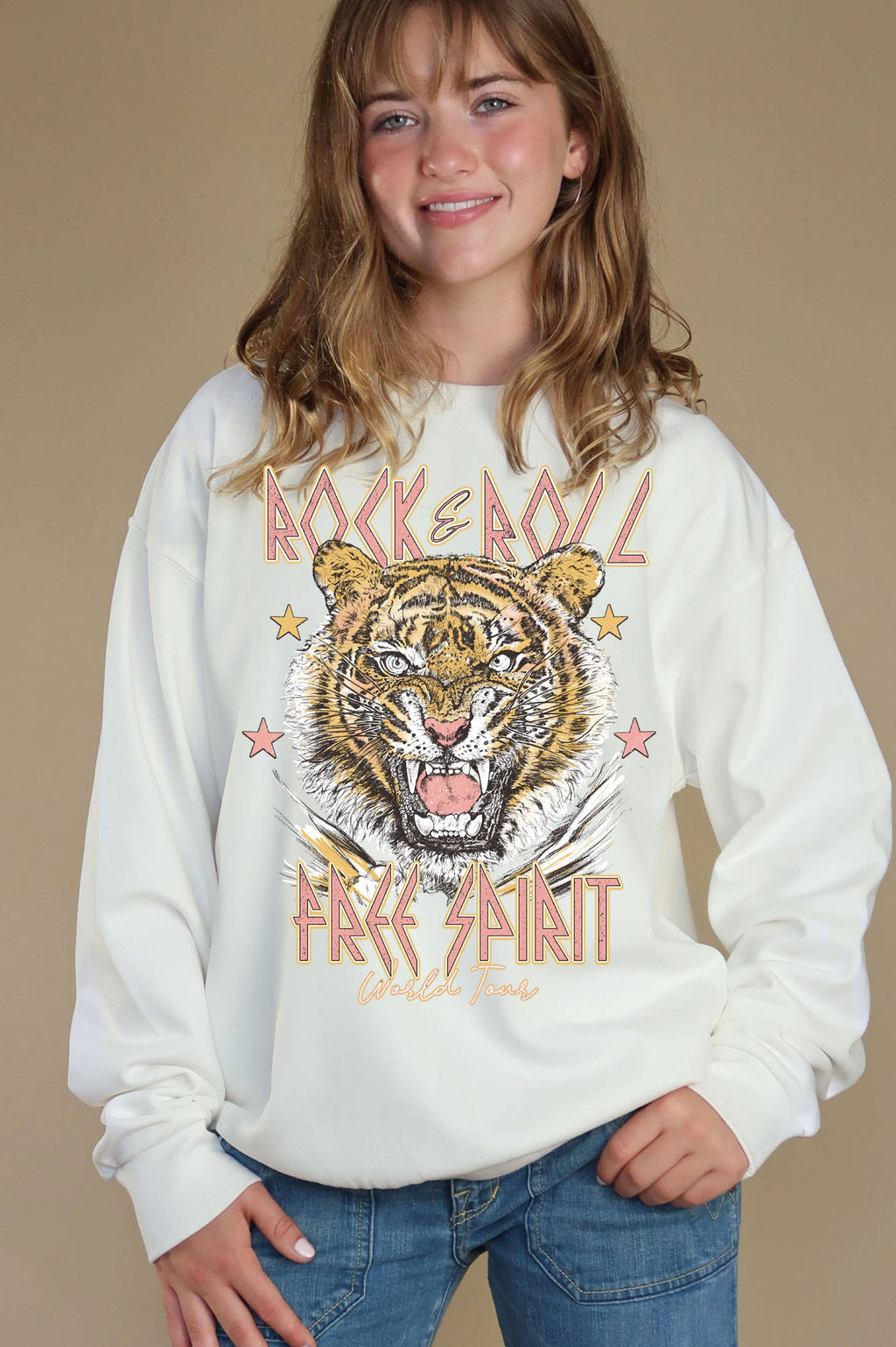 Rock and Roll Tiger Hand Drawn Graphic Brushed - Adult & Kids T-Shirts, Sweatshirts & Hoodies apparel design preview 1