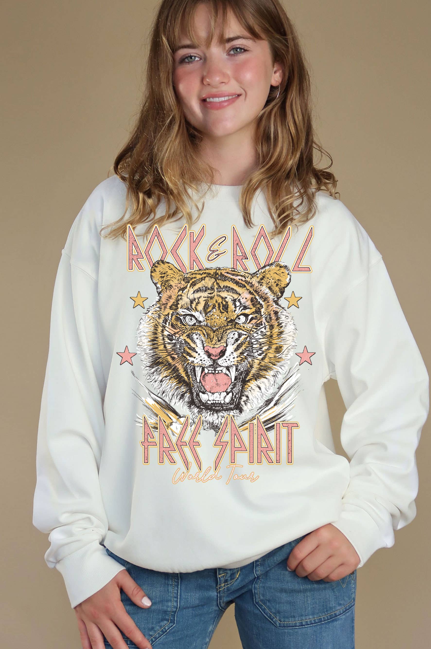 Rock and Roll Tiger Hand Drawn Graphic Brushed - Adult & Kids T-Shirts, Sweatshirts & Hoodies apparel design preview 1