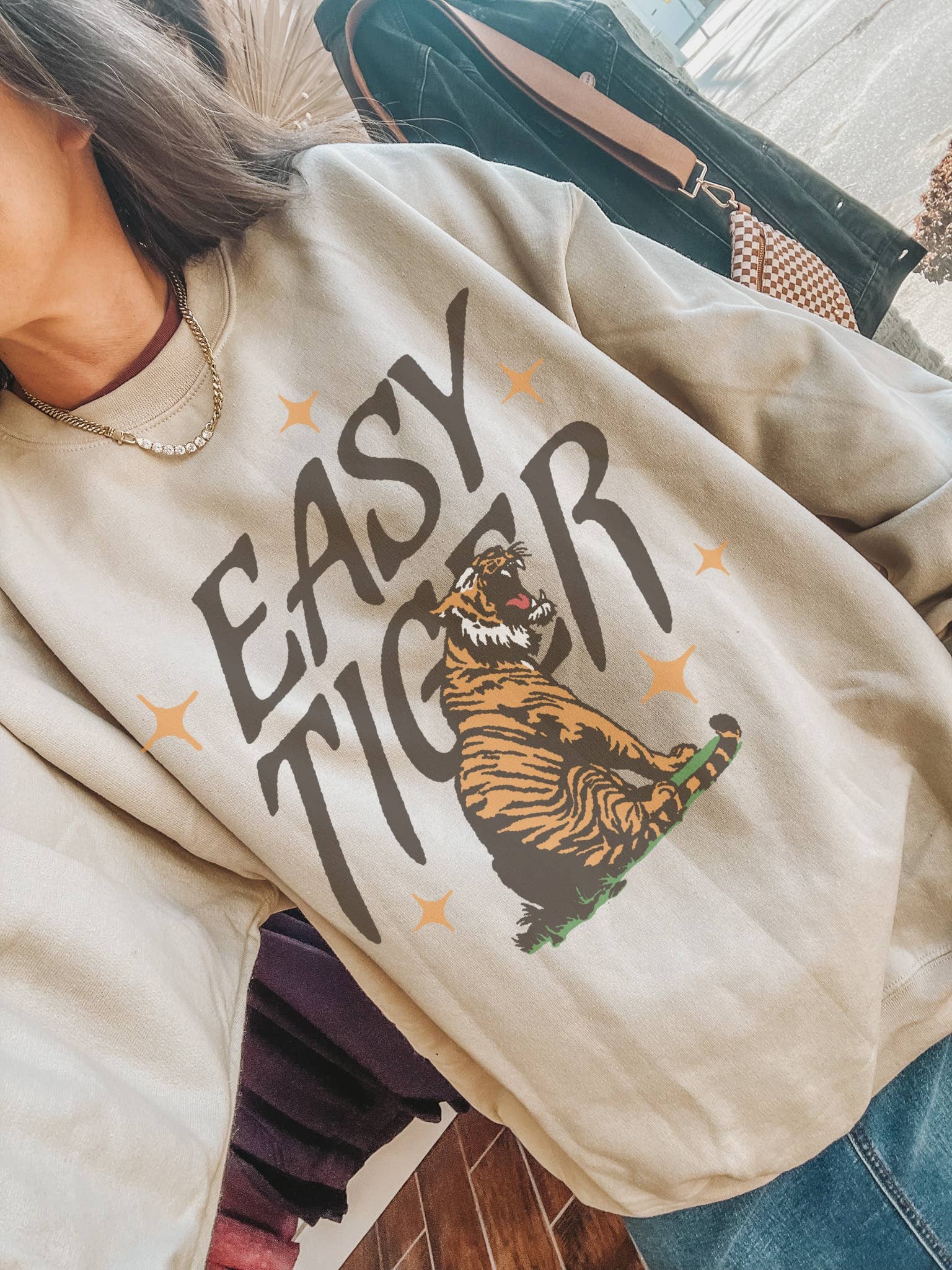 Retro Easy Tiger Crew Neck - Adult & Kids T-Shirts, Sweatshirts & Hoodies apparel design preview 1