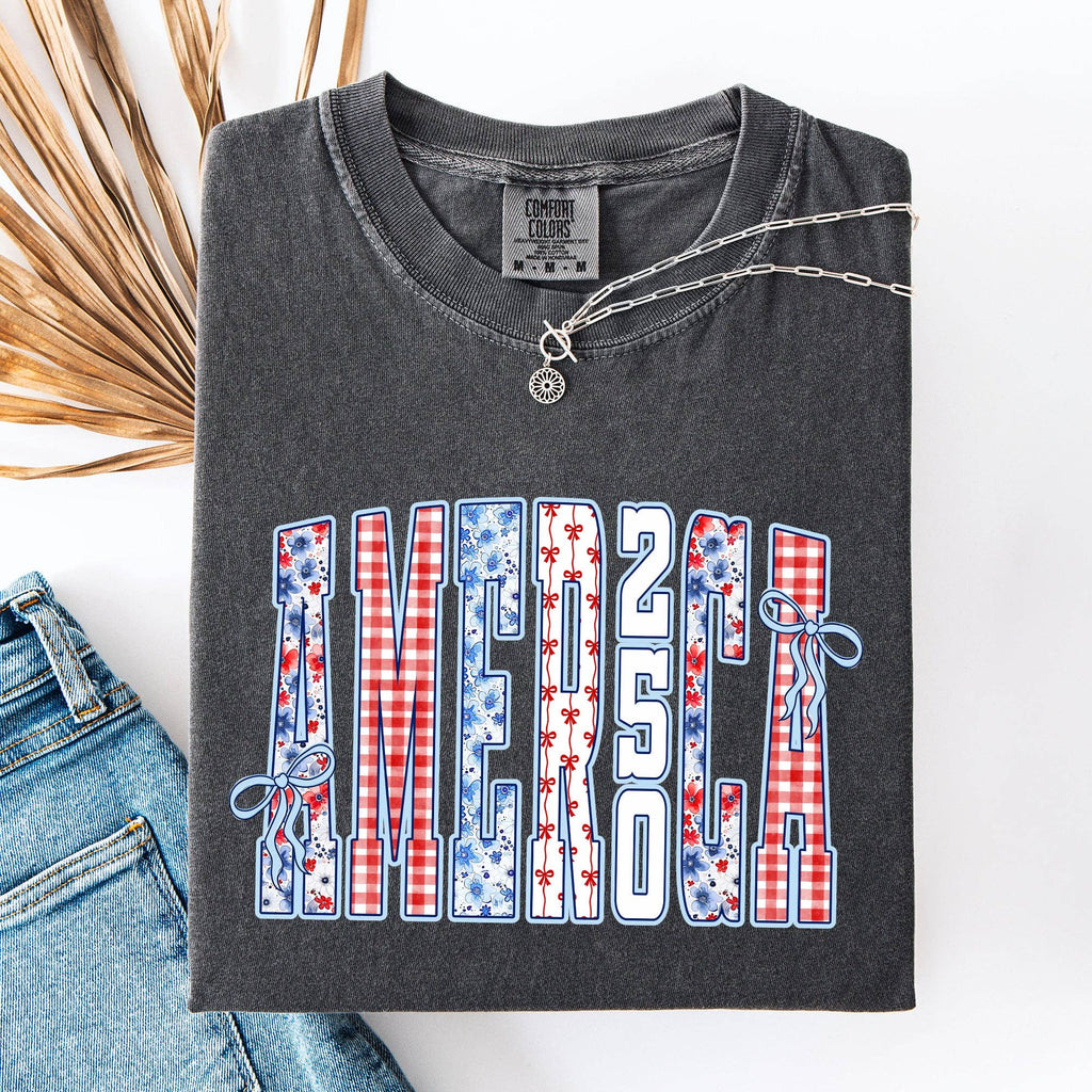 America, Ribbons and Bows, USA, Comfort Colors - Adult & Kids T-Shirts, Sweatshirts & Hoodies apparel design preview 1