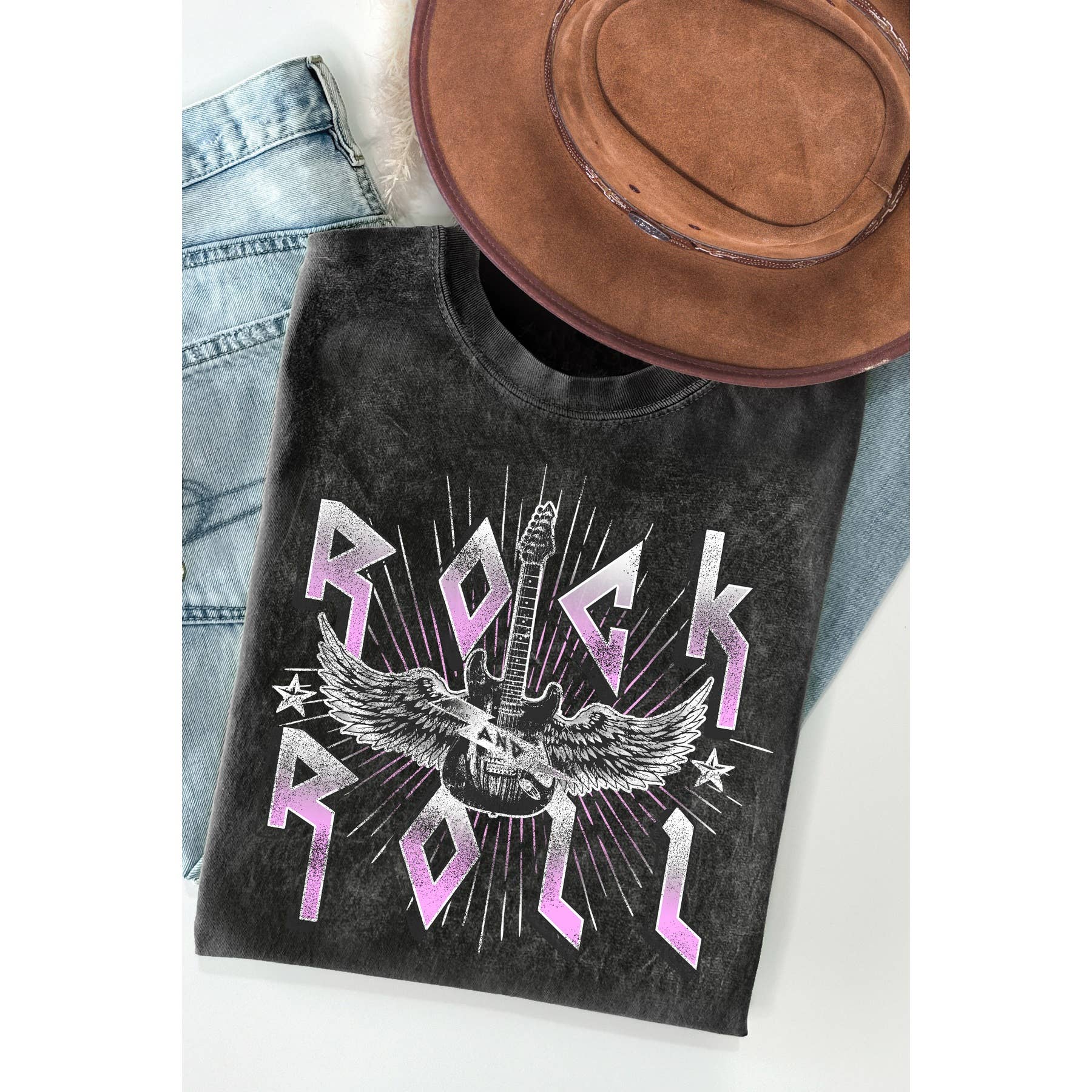 Rock Roll Vintage Mineral Wash - Adult & Kids T-Shirts, Sweatshirts & Hoodies apparel design preview 1